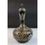 Doulton Lambeth Stoneware Bottle Neck Jar with Lid with incised floral decoration, impressed marks