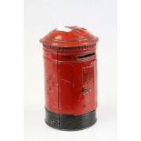 Vintage tin plate money box in form of a post box