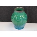 Pilkington Royal Lancastrian Pottery Green Glazed Vase, 18cms high