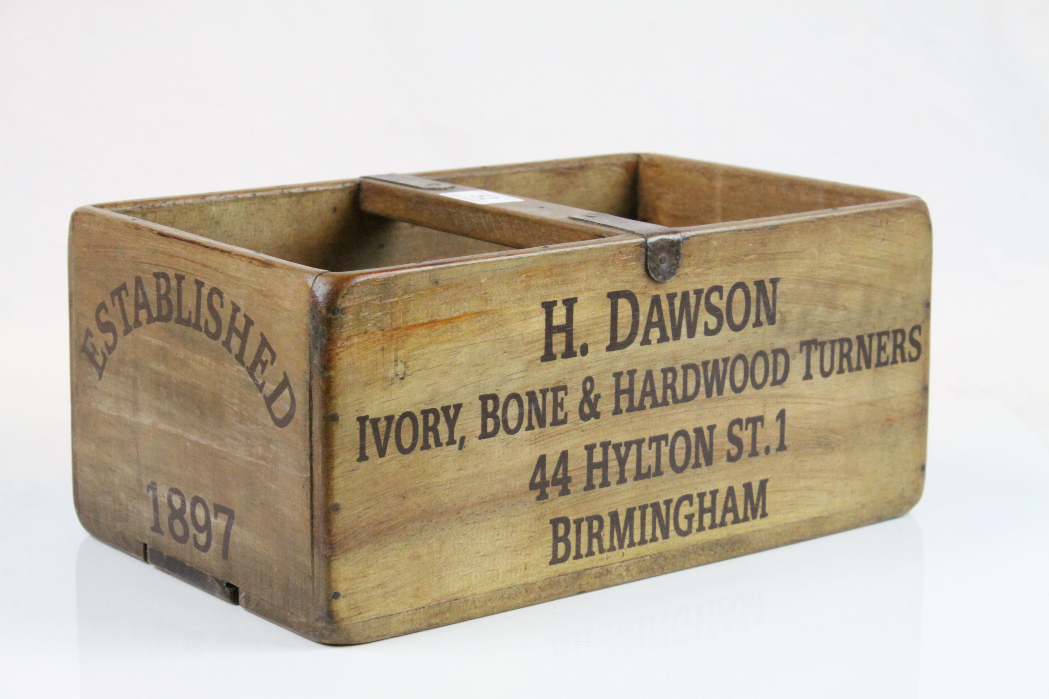 Wooden Trug marked ' H Dawson, Ivory, Bone & Hardwood Turners ' - Image 2 of 4