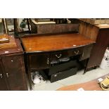 Edwardian Mahogany Inlaid Bow Fronted Dressing Table with central drawer flanked by two cupboards