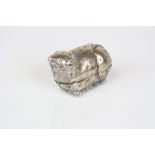 White metal trinket box in the form of a mouse/rat