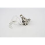 Silver pendant whistle in the form of a cat on silver chain