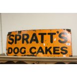 Vintage Enamel Advertising Sign ' Spratt's Dog Cakes ', 77cms long
