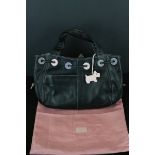 Radley Dark Brown Drawstring Handbag with Scottie Dog Tag, 32cms wide, with Pink Radley Dust Bag