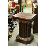 19th century Mahogany Plinth / Cabinet, the rectangular top over a round fluted column with door