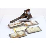 Victorian Wooden Stereoscope Viewer together with approximately 44 Stereoscope Cards subjects