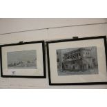 Two Pencil and Wash Pictures of Continental Townscapes, indistinctly signed and dated 19', largest