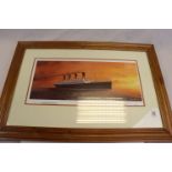 Framed and Glazed Print of the Titanic ' Titanic's Last Sunset ' by Andrew Rigby, 62cms x 29cms,
