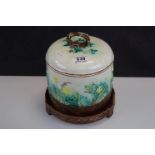 Wedgwood Majolica Cheese Dome, primrose pattern, faint impressed Wedgwood mark and three letter date