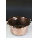 Antique 18th / 19th century Rivetted Copper Pan with Iron Swing Handle, 35cms diameter