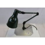 Large Angle Poise type Lamp with green painted finish with Octagonal cast Aluminium base