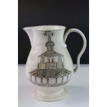 Modern Leedsware Classical Creamware ' Motto ' Jug and featuring a drawing of North East Prospect of