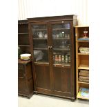 Early 20th century Oak Bookcase / Cupboard with Twin Partially Glazed Doors, 103cms wide x 184.