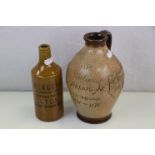 An antique Burgess Of Luton ginger beer bottle together with a Denby Richard Arkwright commemorative