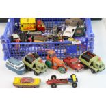 Group of vintage play worn diecast models to include Corgi and Matchbox