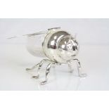 Silver plated and glass bee shaped honey pot