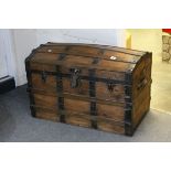 Large Victorian pine dome topped trunk