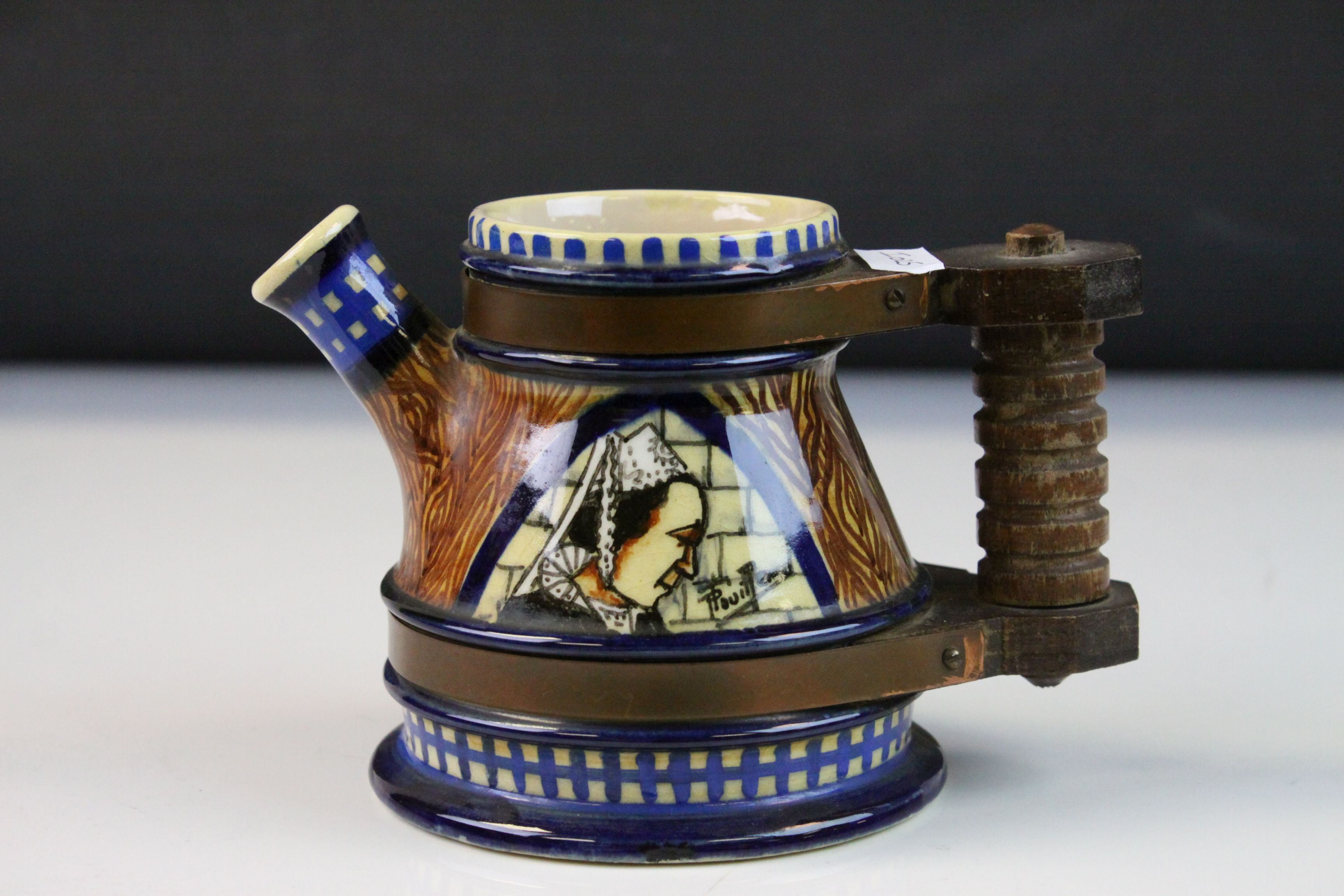 P. Fouillen Quimper Faience Three Piece Coffee Set comprising Coffee Pot, Milk Jug and Lidded - Image 8 of 10