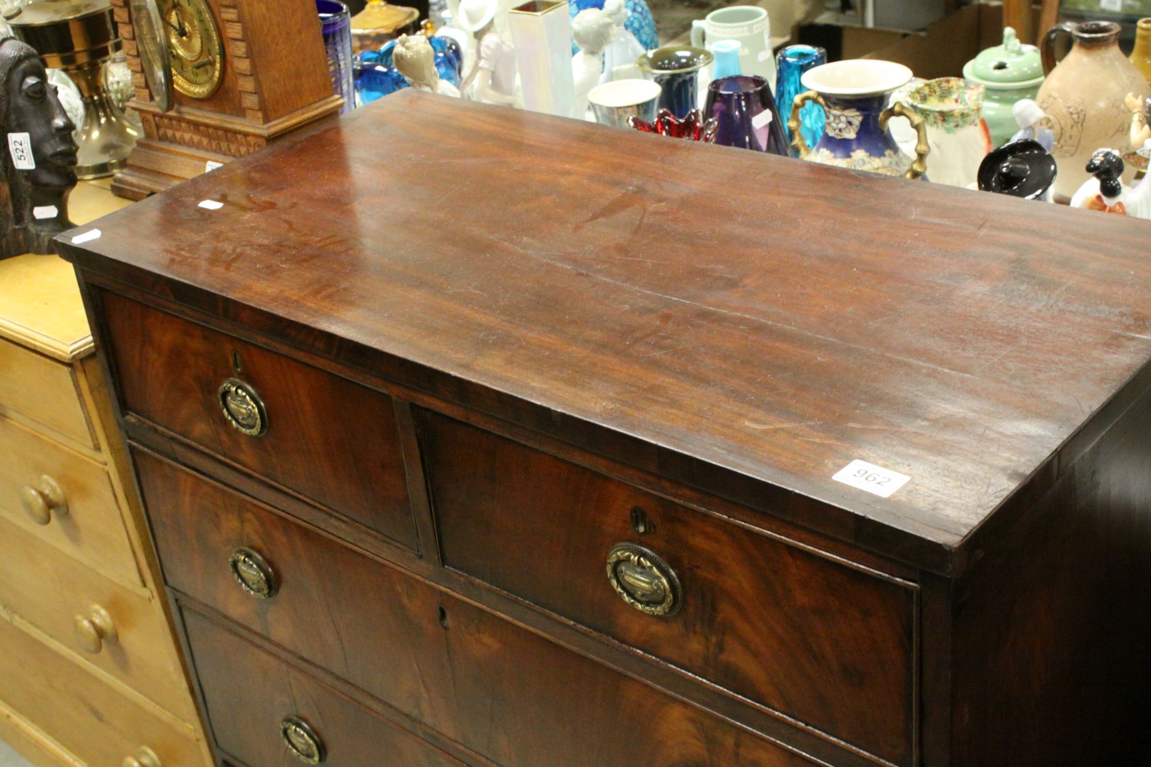 Georgian mahogany chest of three long and two short drawers on bracket feet - Image 3 of 9