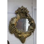 Modern Gilt Effect Framed Mirror designed in the form of a Basket with Vines and Grapes, 88cms high