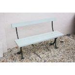 Late 19th / Early 20th century Cast Iron Bench with Painted Wooden Slats, 120cms long