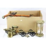 Collection of Brassware including Large Egg Timer, Two Blow Torches, Fire Irons, etc