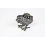 Antique spelter pincushion in the form of a chick