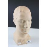 Art Deco Cream Painted ' Christys' Hats ' Shop Display Advertising Male Head, 36cms high