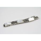 Silver marcasite and mother of pearl bracelet in the Greek key style