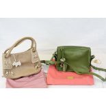Two Small Radley Handbags including Green Across the Body Bag 24cms wide and a Brown Handbag 26cms