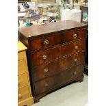 Georgian mahogany chest of three long and two short drawers on bracket feet