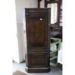 Georgian Oak Corner Cupboard on Cupboard, the two panel door opening to reveal shelves, 164cms