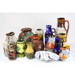 Collection of approximately Fifteen items of mainly West Germany Studio Pottery including Two