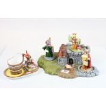 Royal Doulton Bunnykins ' The Arthurian Legend Collection Base ' together with Three Bunnykins '