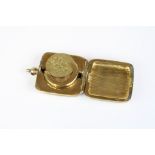 19th century Gilt Metal Square Sovereign Case