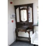 Large Victorian Oak Hall Stand, the upper section with central mirror surrounded by an arrangement