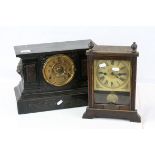 Victorian Slate Mantle Clock of Architectural Form together with Early 20th century German H.A.C