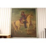 Large Oil Painting on Canvas depicting William III on Horseback, unsigned, 90cms x 106cms, framed