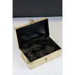 19th century Spice Tin Box with Six Spice Containers including a Nutmeg Grater