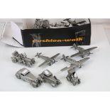 A collection of Danbury Mint pewter models to include cars and aircraft.