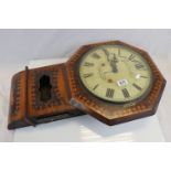 Victorian Hexagonal Cased Drop Dial Wall Clock, the face marked ' W H Taylor, Douglas ', 70cms long