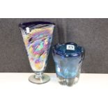 Whitefriars Blue Molar Glass Vase together another Glass Vases (tallest 29cms high)