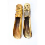 Two Oriental scoop spoons / apple corers with Happy Buddha and Wise Man