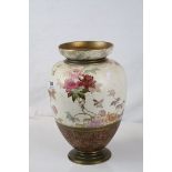 Doulton Burslem ceramic "U.S Patent 314.002" Vase with Gilt detailed Floral & Bird design, stands