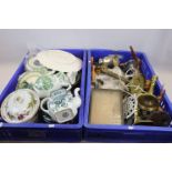 Three Trays of Mixed Ceramics, Metalware and Wooden Items including Beswick Hereford Bull (a/f),