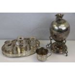 George III Old Sheffield Plate Inkstand, Silver Plated Egg Coddler with Bird and Nest Finial plus