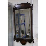Georgian Style Mahogany Framed Fretwork Mirror with Shell Inlay and Bevelled Edge, 94cms x 50cms