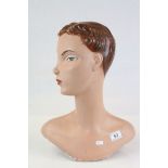 Art Deco Plaster Shop Display Model of a Female Head and Shoulders, 46cms high