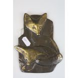 20th Century bronze plaque decorated with Fenneck foxes